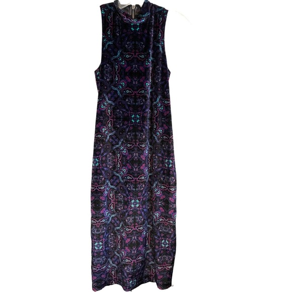 Urban Outfitters Ecote Sleeveless Velour Dress Size Small Cut-out Midi Baroque - Picture 1 of 7